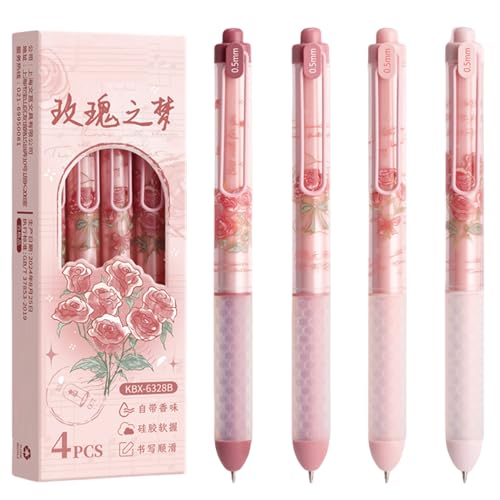 4 bolígrafos retráctiles MOZXIRZ tinta negra 0.5 mm con fragancia miniatura 1