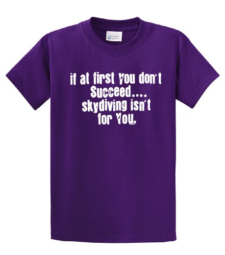Skydiving Short Sleeve T-shirt If at First You Dont Succeed Funny Humorous Pun Comedic Cool-Nb-L Navy Blue
