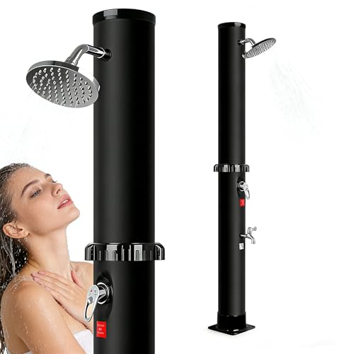Bsteciar Ducha Solar Exterior, Ducha Piscina para Jardín con Cabezal de Ducha y Grifo Regulación de Temperatura y Presión para Jardín, Camping y Piscina (40L)