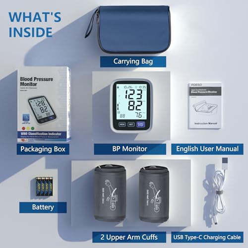 Image of Blood Pressure Machine Upper Arm, 2 Size Cuffs Fit Arms from Medium 9 inch-17 inch to Extra Large XL 13 inch-21 inch, Accurate Automatic Digital BP Kit Home Use, Large Backlit LCD, BP Monitor Dual-User Mode