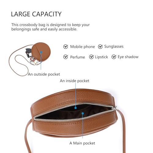 Image of Circle Crossbody Bag for Women NYLON Circle Purse with Zipper Adjustable Knot Shoulder Straps