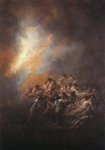 Pintura mural vintage en lienzo de la obra El fuego de Francisco de Goya 60x90cm