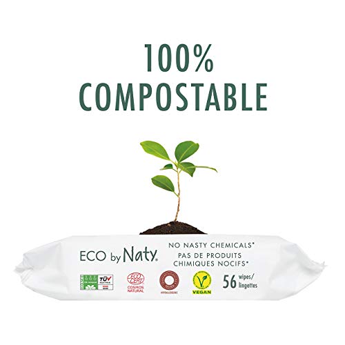 Eco by Naty Aloe Vera Baby Wipes, 672 Count (12 Packs of 56), Plant Based Compostable Wipes, 0% Plastic. No Nasty Chemicals. - Thumbnail 5