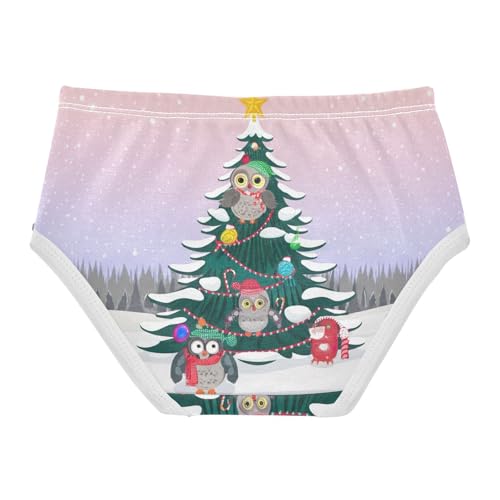 Artistic Girls Underwear Toddlers 2t Cotton Panties Little Girl Christmas Tree Owls Briefs Girls Undies2