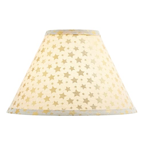 Image of Aspen Creative 56051, Hardback Empire Transitional UNO Shade /Light Beige Golden Stars Linen Fabric, 4 inchTop x 10 inchBottom x 7 inchSlant /Slip UNO 33mm /Table Lamp