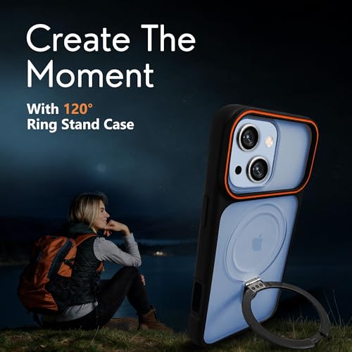 Image of AIBEX Protective OStand Case Compatible for Apple iPhone 15 MagSafe Compatible | Slim Shockproof Back Cover with Camera Lens Protection, Strong Magnetic Support & Anti-Slip Grip | Military Grade