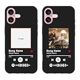 Klsify Custom Case for iPhone 16 Spotify Code Photo Personalized Customized Customizable Music Player Song Plaque Image Text Picture Design Shockproof Protective Black Soft Phone Cover Shell