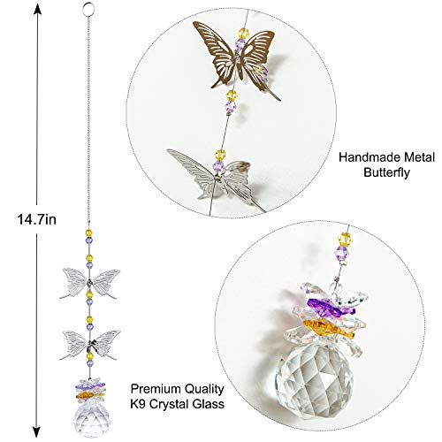 WEISIPU Crystal Canging Decorations - Crystal Cutterfly Car Hanging Ornament Suncatchers for Windows, Christmas Tree Decor, Gifts - Thumbnail 7