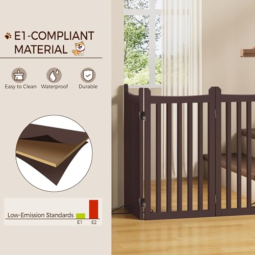 Image of Yaheetech 36in 4-Panel Wooden Freestanding Pet Gate for Indoors Espresso | Dog Fence with 2 Support Feet for Stairs /Doorways /Kitchen, Foldable for Storage,Easy Assembly,Ideal for Small /Medium Pets
