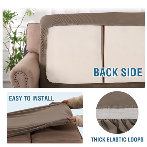 H.VERSAILTEX Fleece Couch Cushion Covers Stretch Chair Covers for Living Room Armchair Sectional Couch Covers Comfortable and Durable Fabric(1 Seater Cushion Cover, Taupe) - image 7