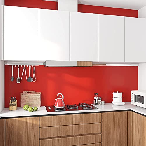 Image of HOME13 Vinyl Red Matte Self Adhesive Removable and Decorative Vinyl Wallpaper for Kitchen Countertop Cabinets Table, 2 Ft x 20 Ft with 2pcs