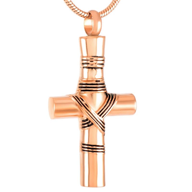 Bijoux de crémation croix pour cendres collier commémoratif or rose