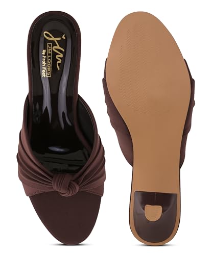 Image of JM LOOKS Women Elegant Knot Front Kitten Heel Sandals Stylish Slip On Low Block Dress Mules