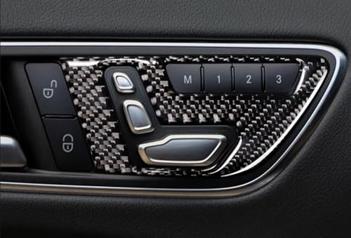 Image of Compatible with Mercedes Benz CLA GLA 250A Class 2015-2019 Carbon Fiber Seat Button Cover Decal Car Interior Accessories