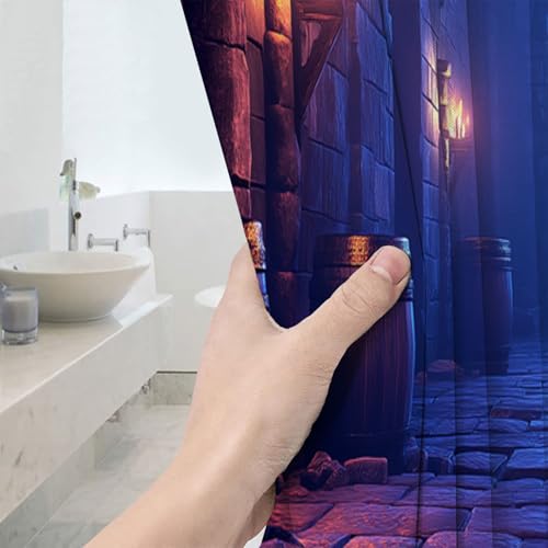 Rideau de douche donjon 240x200 cm en tissu polyester imperméable - 5