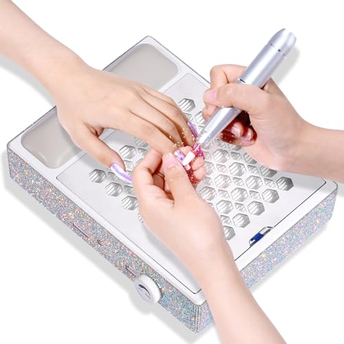 Image of CHRISTINE SHELLY Cordless Nail Dust Collector, Brushless Turbo Fan Dust Collector Nail Tech with 30pcs Cotton Filter,Rechargeable Dust Suction Machine for Acrylic Gel Polish Manicure at Salon&Home