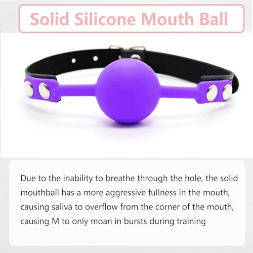 Image of Leather Restraints Ball Mouth Plug Silicone Bondage Ball Gag for Sex, BDSM Restraints Toys Sex Gag Muzzles(Pueple2)