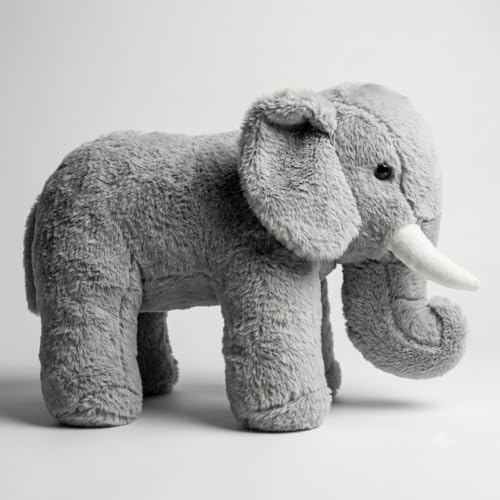 Image of Grey Elephant Plush Soft Toy 30 cm | Ultra Soft Stuffed Elephant Teddy for Kids, Boys, Girls & Adults | Cute Cuddly Animal Plush Toy for Birthday Gift, Baby Shower & Room Decor