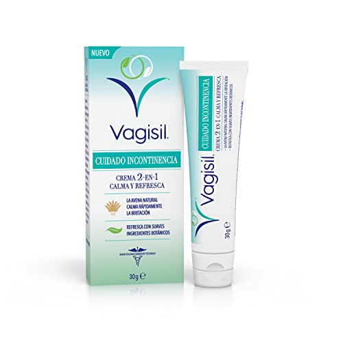 Vagisil Cuidado Incontinencia 2 En 1 Crema Fresca Y Calmante Para Mujer, Con Avena Natural, Refresca Con Un Aroma Botánico Suave, 30 g