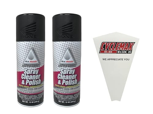 Cyclemax Two Pack compatible with Honda Spray Cleaner & Polish 08732-SCP00 Contains Two 12oz Cans and a Funnel