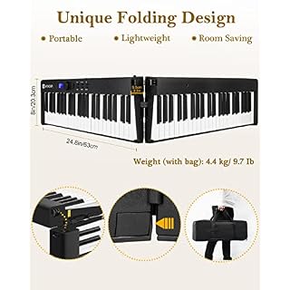 Vangoa Clavier de Piano 88 touches Pliant Clavier Électronique Bluetooth Piano avec Touches Lumineuses Semi-lourdes… - Les Beatles, Paul McCartney, John Lennon, RIngo Starr, George Harrison Vangoa Clavier de Piano 88 touches Pliant Clavier Électronique Bluetooth Piano avec Touches Lumineuses Semi-lourdes… – Image 5