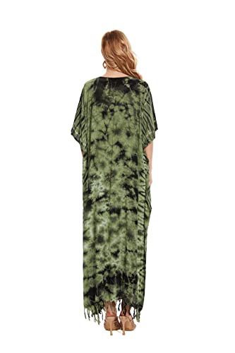 Image of Beautybatik Women Hippie Tie Dye Caftan Kaftan Loungewear Maxi Plus Size Long Dress XL to 4X