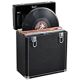 Hododou Vinyl Record Storage Box with Lock Record Organizer Storage for 30+ Single Records 12-inch Water Resistant Collapsible Storage Crate with Lid Handle Mesh Pouch for Valuable Album Collection