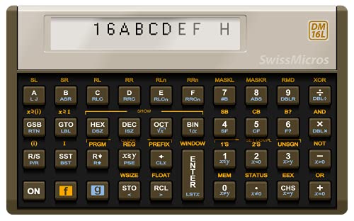 SwissMicros DM16L RPN Programmer’s Calculator – HP-16C Inspired Design with Hex, Binary, Bitwise Logic, USB Connectivity, and Durable Titanium Housing