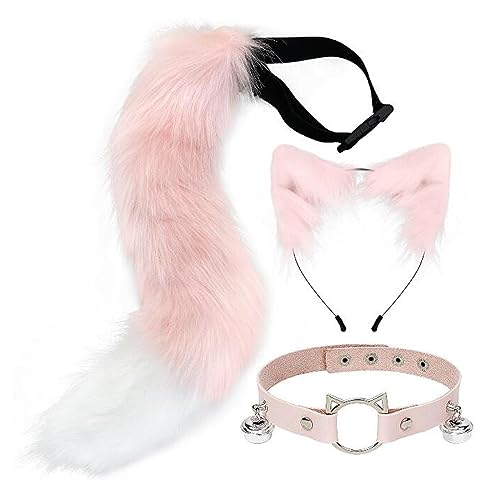 Pinza para el cabello con orejas y cola larga rosa para disfraz infantil 2