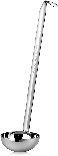 Vista 40 de meekoo Cucharón de acero inoxidable con mango de sopa con borde de vertido para cocina, cocina, salsa de sopa (4 onzas)