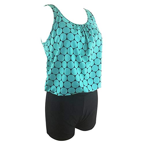 YEBIRAL Tankini Damen Bauchweg, Zweiteilige Figuroptimizer Badeanzug Große Größen Tankini Set mit Slip(XXL, Himmelblau)-5