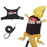 Adjustable Bearded Dragon Harness & Leash Set with Costume Clothes – Handmade Reptile Walking Outfit for Lizards, Chameleons, Small Pets & Guinea Pigs, Halloween Photo Prop & Dress-Up
