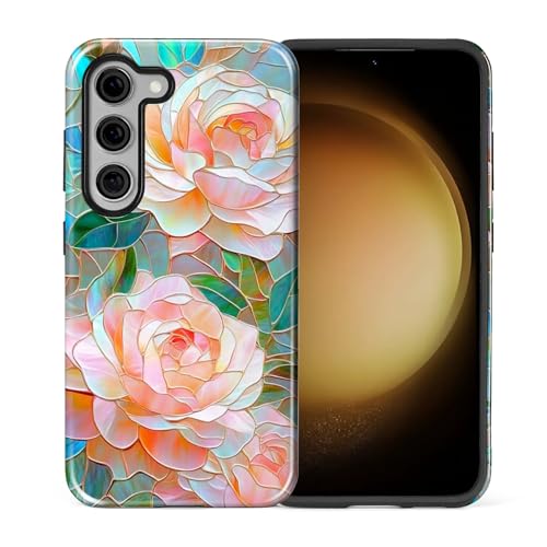 Coque Samsung S23 robuste antichoc motif fleurs roses