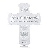 Lifetime Creations Personalized Marriage Cross: 9 Inch Porcelain Wedding Cross, Christian Wedding Gift, Religious Gift for Christian Couples, 1 Corinthians 13
