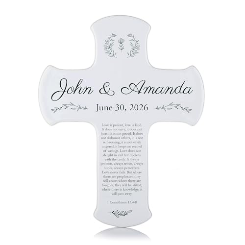Lifetime Creations Personalized Marriage Cross: 9 Inch Porcelain Wedding Cross,