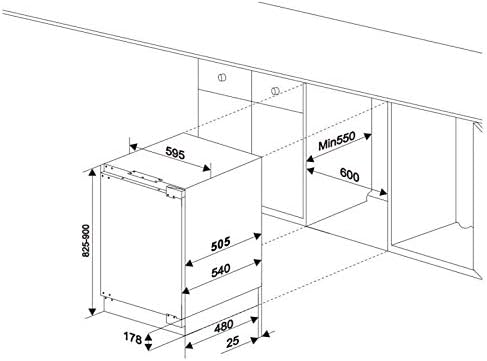 SIA RFU103 60cm 105L White Integrated Under Counter 3 Drawer Freezer With Metal Back