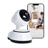 【Audio Bidireccional】Con micrófono y altavoz incorporados, nuestra camara vigilancia wifi interior soporta comunicaciones bidireccionales. Puede escuchar claramente y hablar desde su terminal con tus familiares.