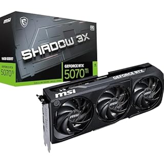 MSI NVIDIA GeForce RTX 5070 Ti 16G Shadow 3X OC Carte Graphique -16 Go GDDR7 (28 Gb/s/256 Bits), PCIe 5.0, Triple Ventilateur (3X Ventilateurs TORX 5.0) - HDMI 2.1b x 1, DisplayPort 2.1b, SFF Ready
