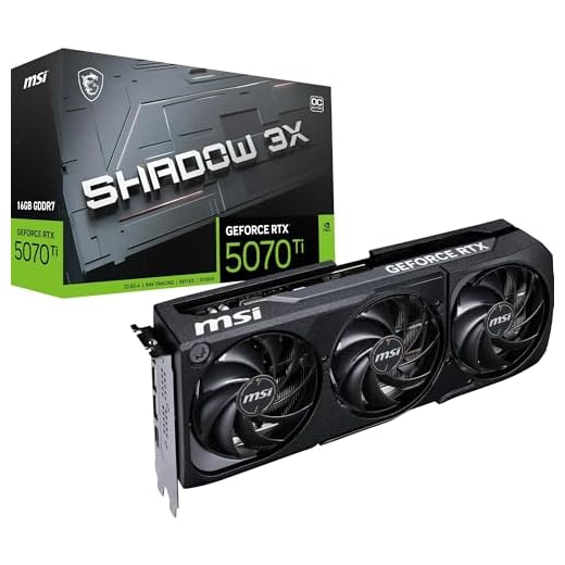 MSI GeForce RTX 5070 Ti 16G Shadow 3X OC — 16GB GDDR7 (28Gbps/256-bit), PCIe 5, Boost: 2482MHz, HDMI 2.1b, DisplayPort 2.1b