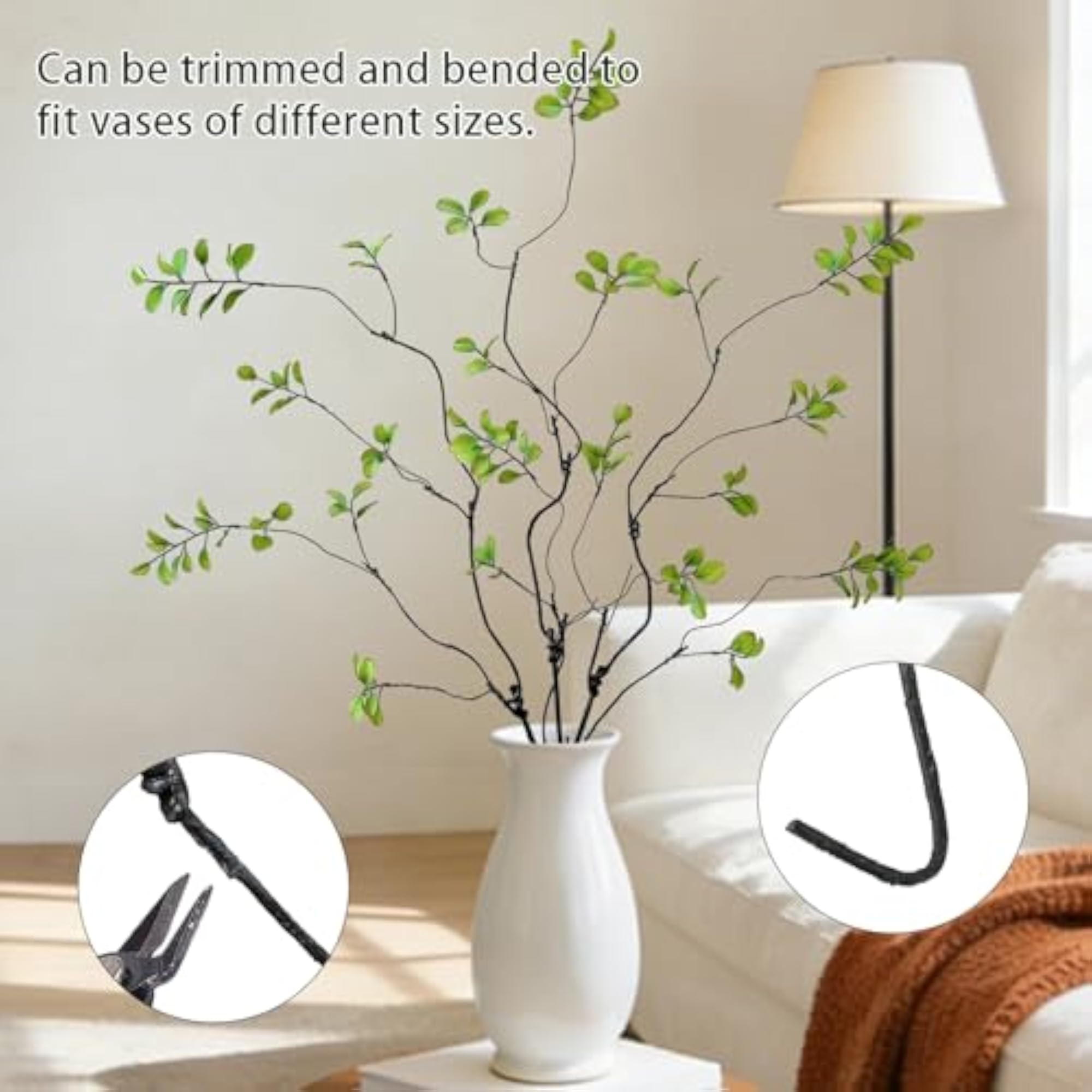 Artificial Ficus Branches, 4 Pcs Faux Eucalyptus Stems