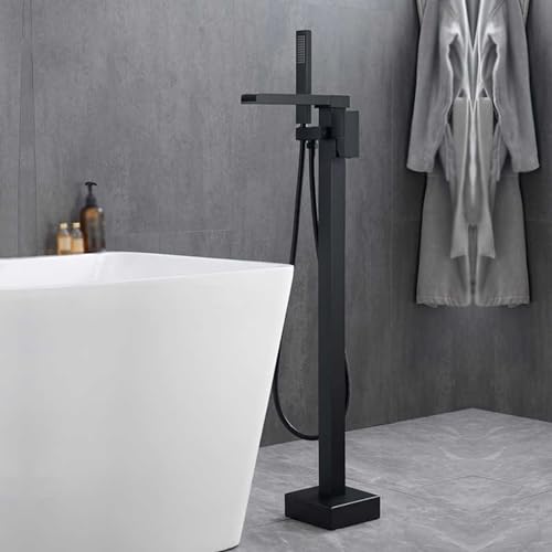 Robinet mitigeur de douche sur pied noir mat cascade 2 fonctions monocommande - 3