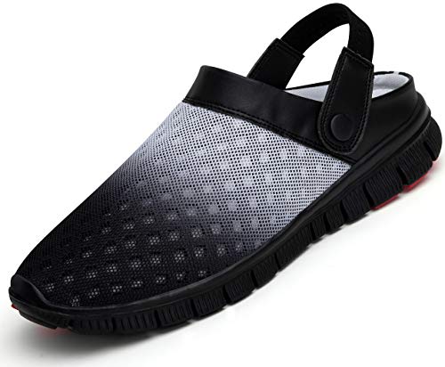 SAGUARO Hommes Sabots de Jardin Chaussures de Plage Respirant Perforés Légère Sabot Infirmiere D'Été Noir Gris 45 EU