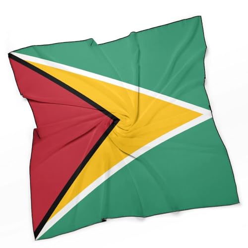 Guyana Flag Women Hair Scarf Square Silk Like Head Scarves Handkerchief Satin Neck Scarf3