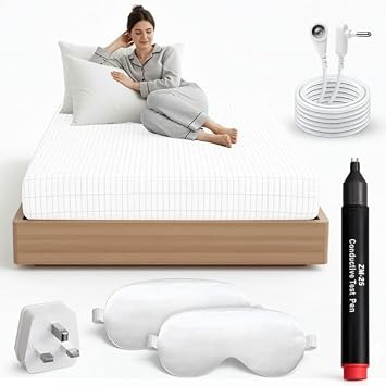 Grounding Sheet Organic Cotton with Silver Fibres, Deep Sleep, Recovery & Sleep Optimisation, Grounded Bed Sheet for Natural Sleep Therapy, Breathable Fitted Sheet, Deep Pocket, King, White