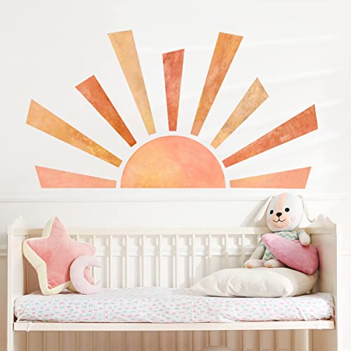 Vinilos decorativos sol gigante removibles naranja y amarillo