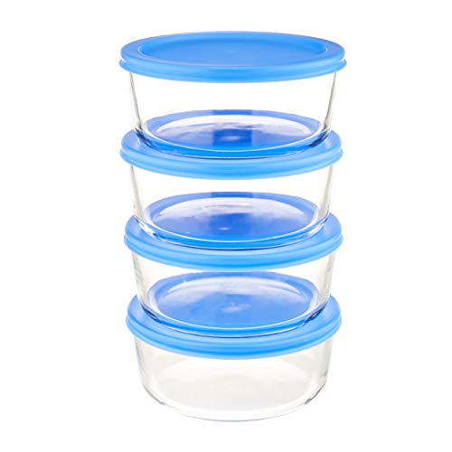 Amazon Basics Lebensmittelbehälter aus Glas, 850 ml, 8-teiliges Set, 4 Behälter und 4 BPA-freie Deckel