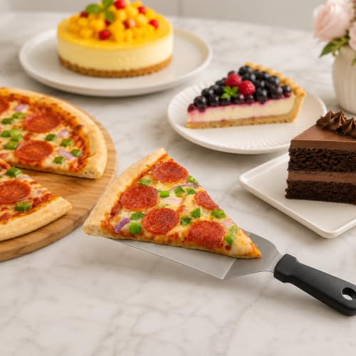 Image of Stainless Steel Pizza Server with Ergonomic Handle | Heavy-Duty Pizza Slice Lifter for Home, Restaurant & Bakery Use | Ideal for Cake, Pie & Pizza Serving