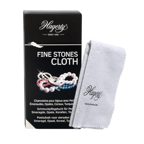 Hagerty Fine Stones Cloth Chiffon de nettoyage pour bijoux I 36 x 30 cm I Chamoisine imprégnée 100% coton I Efficace pour les bijoux avec pierres fines et organiques (perles, émeraudes, opales...)