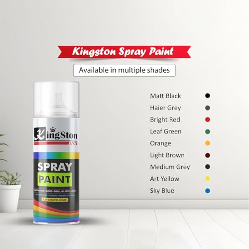 Image of Kingston Acrylic Spray Paint Clear Top Coat for Metal, Wood, Wall & Plastic, Multi-Surface DIY Protective Finish, Quick Dry, 400ml Can, 1 Pc