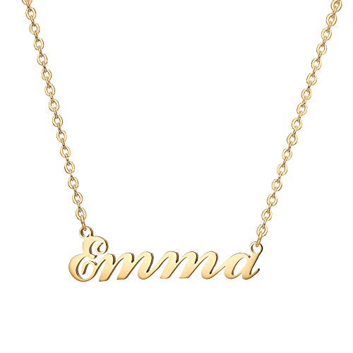 IEFSHINY Emma Name Plated Necklace, Emma Necklace for Women Gold 14K Gold Plated Emma Necklace for Men Personalized Name Necklace Customized Name Necklace for 14K Gold
